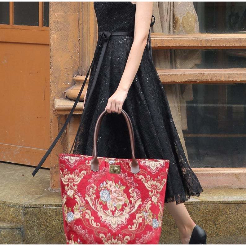 Carpet Tote Floral Wine