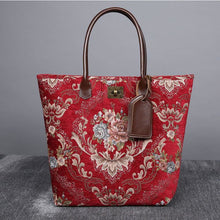 Load image into Gallery viewer, Carpet Tote&lt;br&gt;Floral Wine
