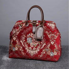 Load image into Gallery viewer, Mary Poppins Carpet Bag &lt;br&gt;Floral Wine

