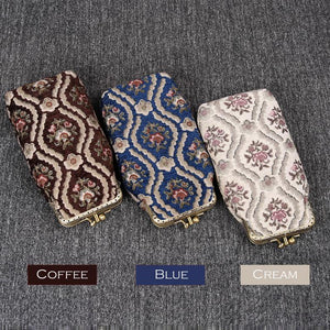 Vintage Carpet Glasses Case Double Kiss Lock<br>Traditional Color