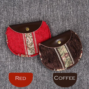 Minimalist Style Leather Carpet Coin Purse<br>Floral Stripes