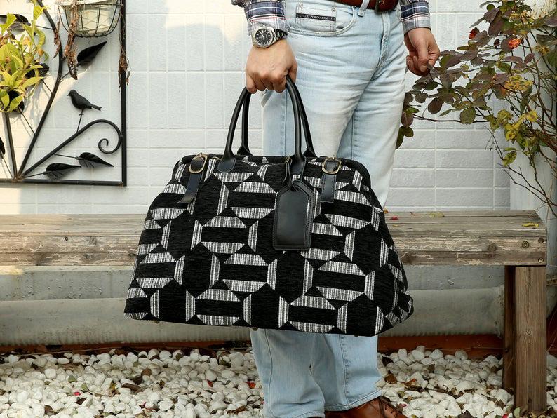 Men's Carpet Bag Geometric Grey