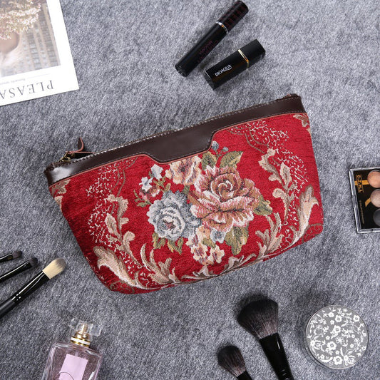 Carpet Makeup Bag<br>Floral Wine