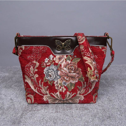 Carpet Crossbody Bag Floral Wine