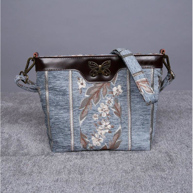 Carpet Crossbody Bag Victorian Stripes Blue