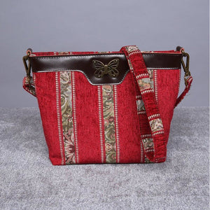 Carpet Crossbody Bag<br>Floral Stripes Red