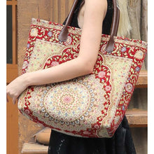 Load image into Gallery viewer, Carpet Tote&lt;br&gt;Oriental Wine
