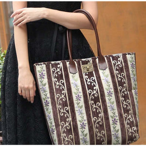 Carpet Tote<br>Victorian Stripes Coffee