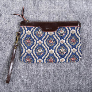Carpet Clutch & Wristlet<br>Traditional Blue