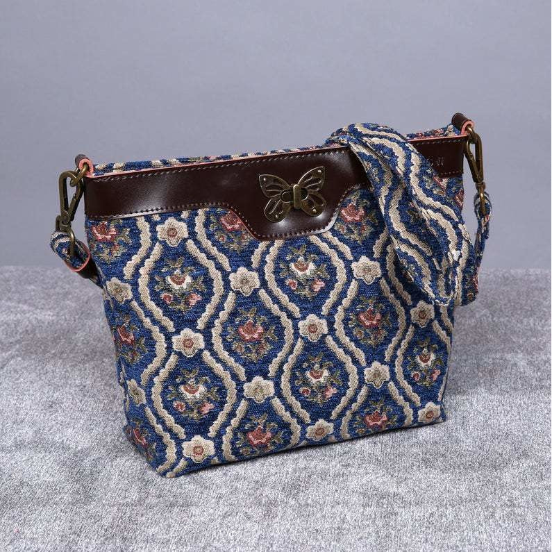 Carpet Crossbody Bag Traditional Blue