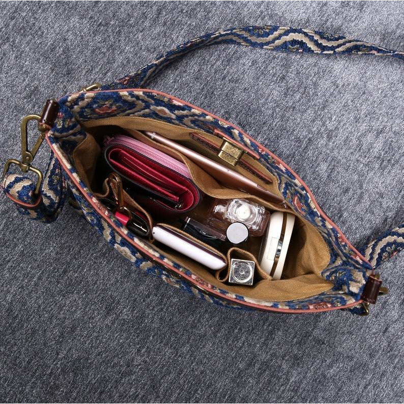 Carpet Crossbody Bag Traditional Blue