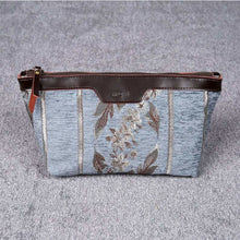Load image into Gallery viewer, Carpet Makeup Bag&lt;br&gt;Victorian Stripes Blue
