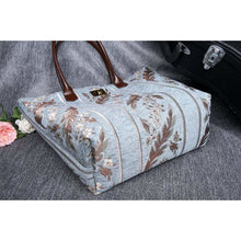 Load image into Gallery viewer, Carpet Tote&lt;br&gt;Victorian Stripes Blue
